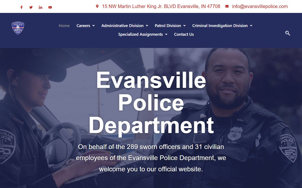Evansville Police Department website - Evansville warrant records