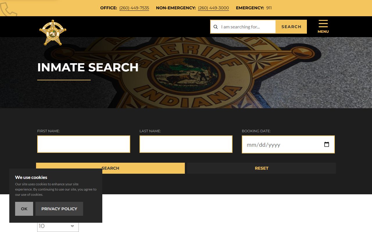 Allen County Sheriff inmate search tool for locating individuals arrested on warrants