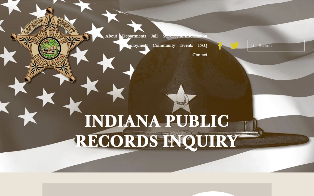 La Porte County Sheriff public records inquiry page for warrant records