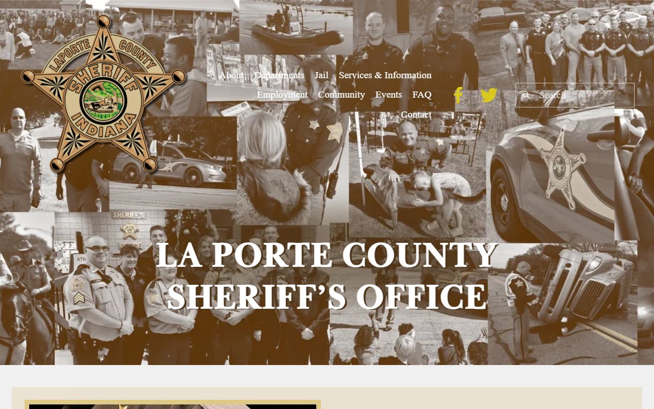 La Porte County Sheriff Office homepage for warrant records