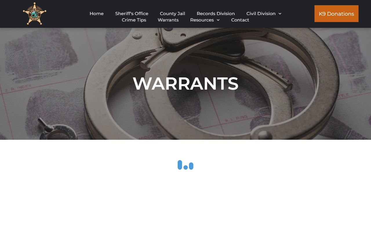 Madison County Sheriff's Office active warrant search page showing searchable warrant database